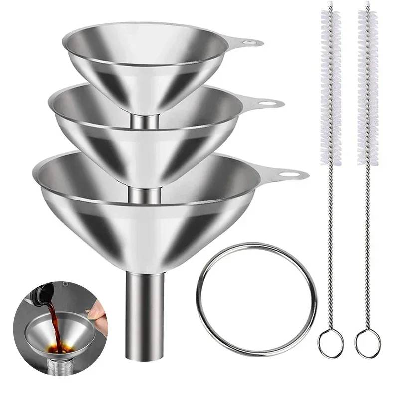 Kitchen Gadgets And Utensils - 3/5 Pcs Stainless Steel Kitchen Funnels