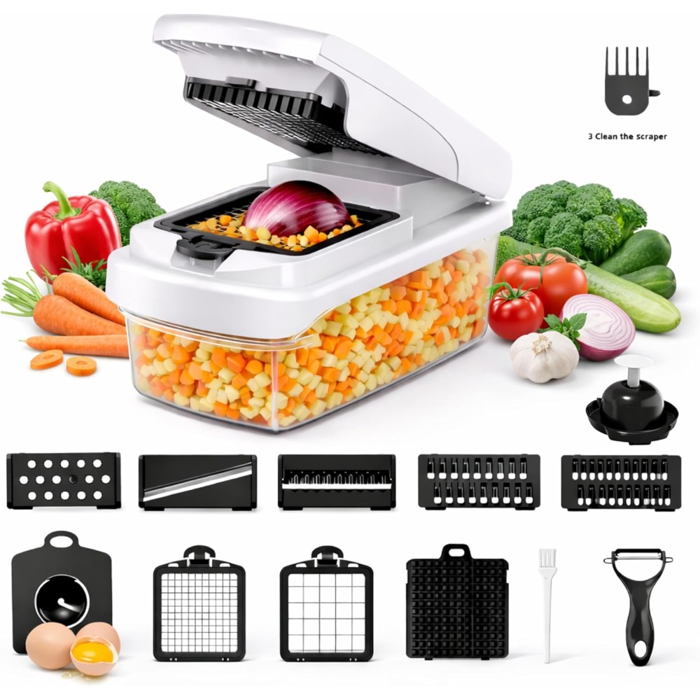 Kitchen Gadgets Vegetable Chopper - 12-in-1 Vegetable Chopper with Container –
