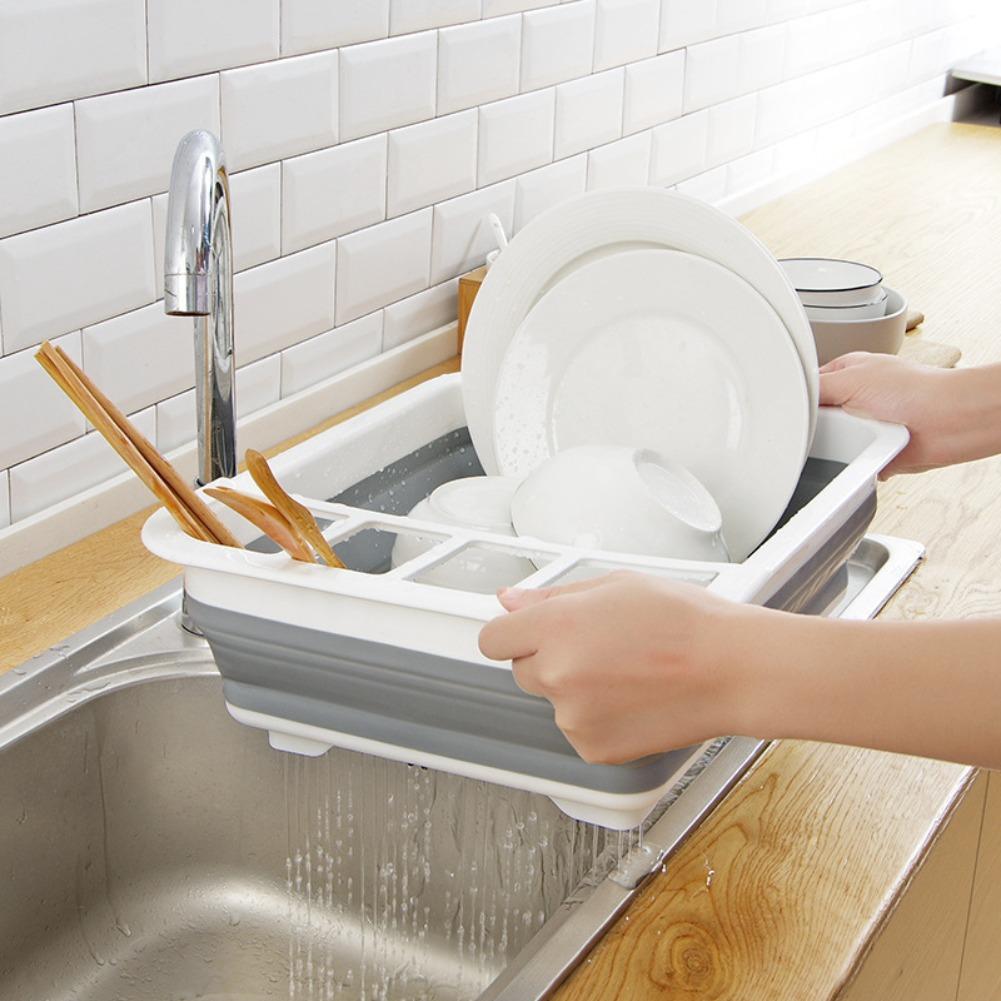 Kitchen Gadgets And Utensils - Collapsible Kitchen Dish Drying Rack Multifunctional