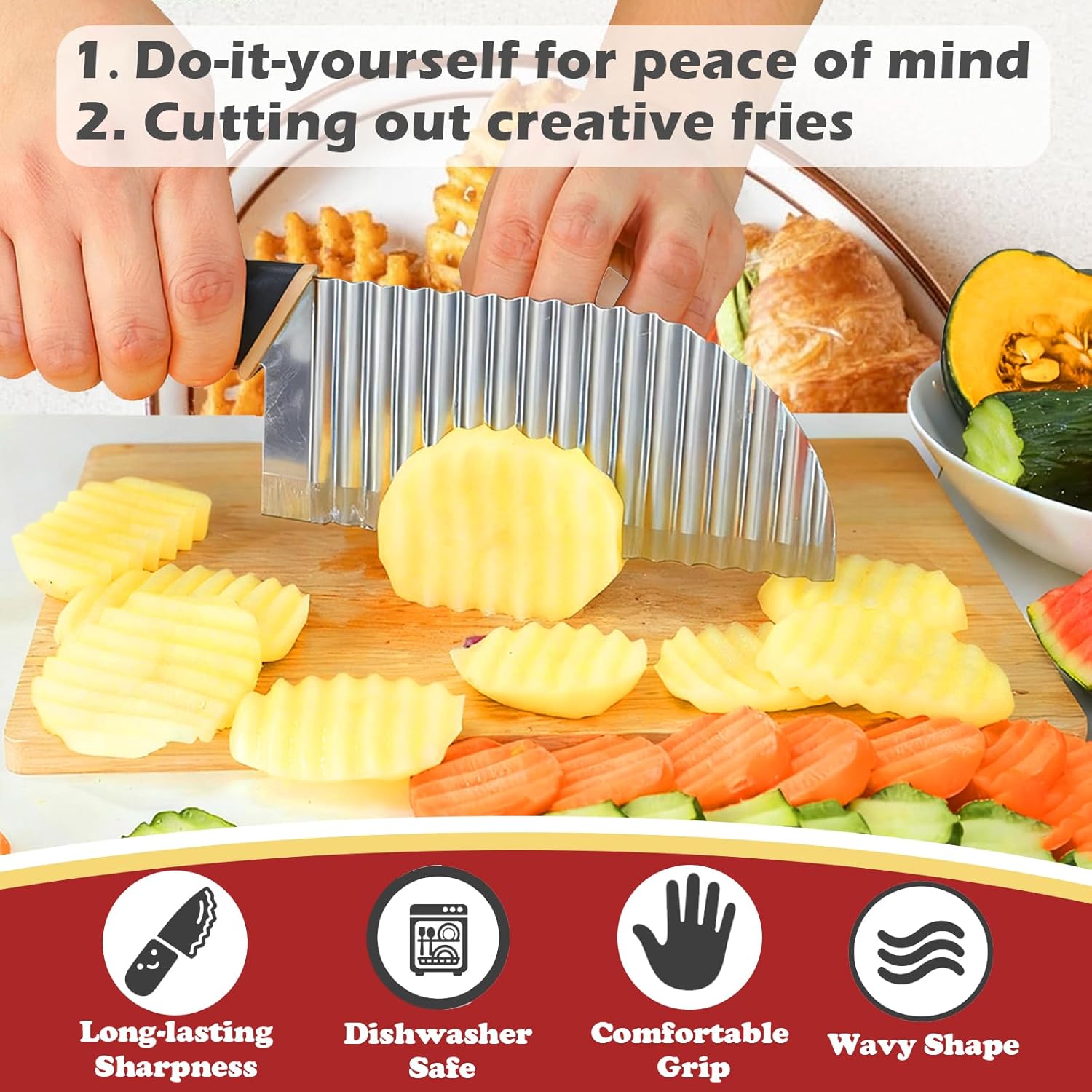 Large Crinkle Cutter Wave Pota - огляд і ціна Kitchen Gadgets Vegetable Chopper